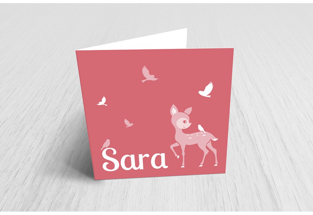 Roze bambi met vogels Roze bambi met vogels